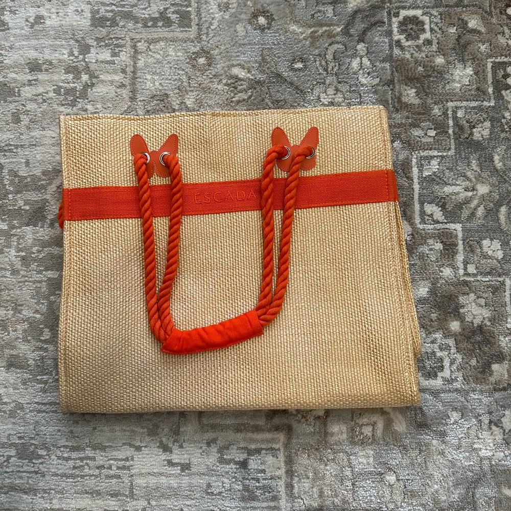 Escada Beige and Orange Tote Bag